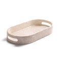 Beige mother of pearl tiled tray with handles on a white background
